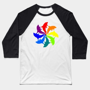 Dolphin Color Wheel Baseball T-Shirt